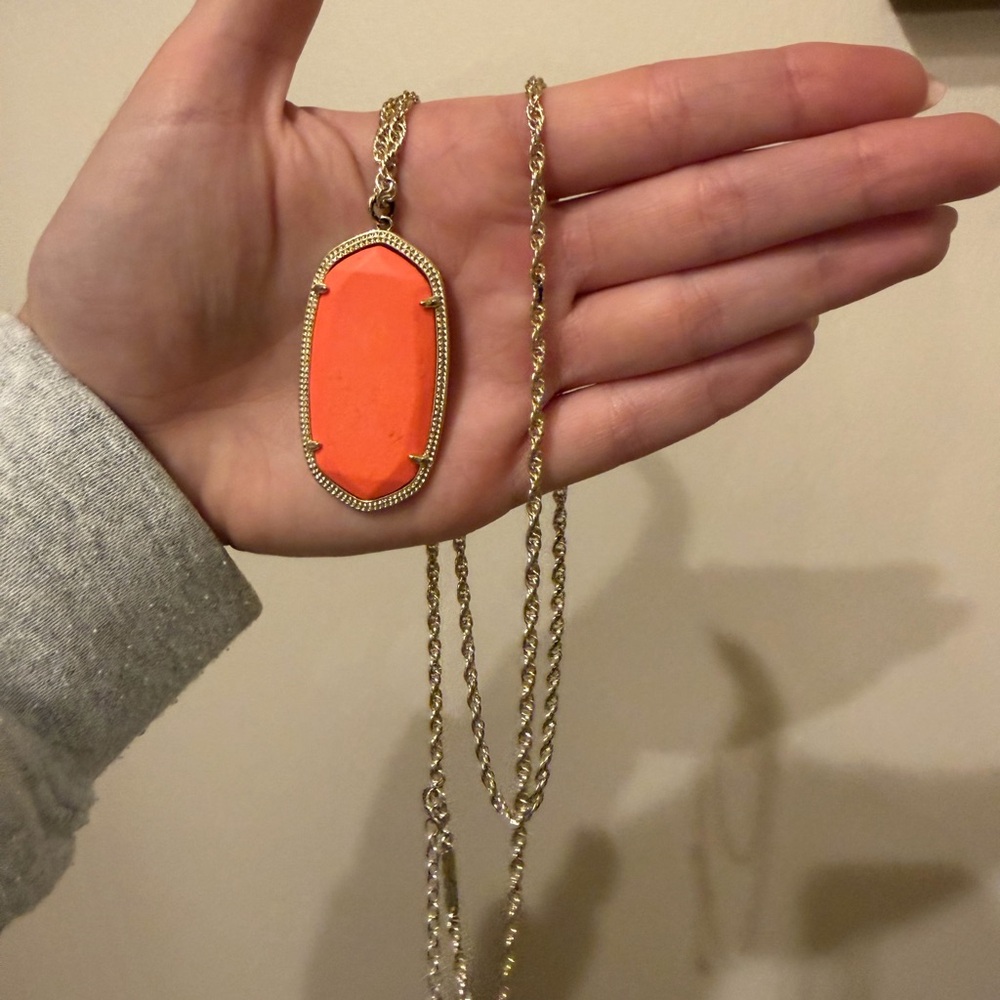Neon Coral Danielle Pendant Necklace by Kendra Scott - Picture 2 of 2